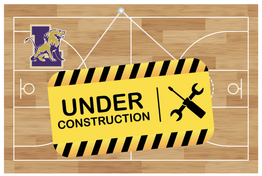 Image showing that the gym floors are under construction to keep off of the floor