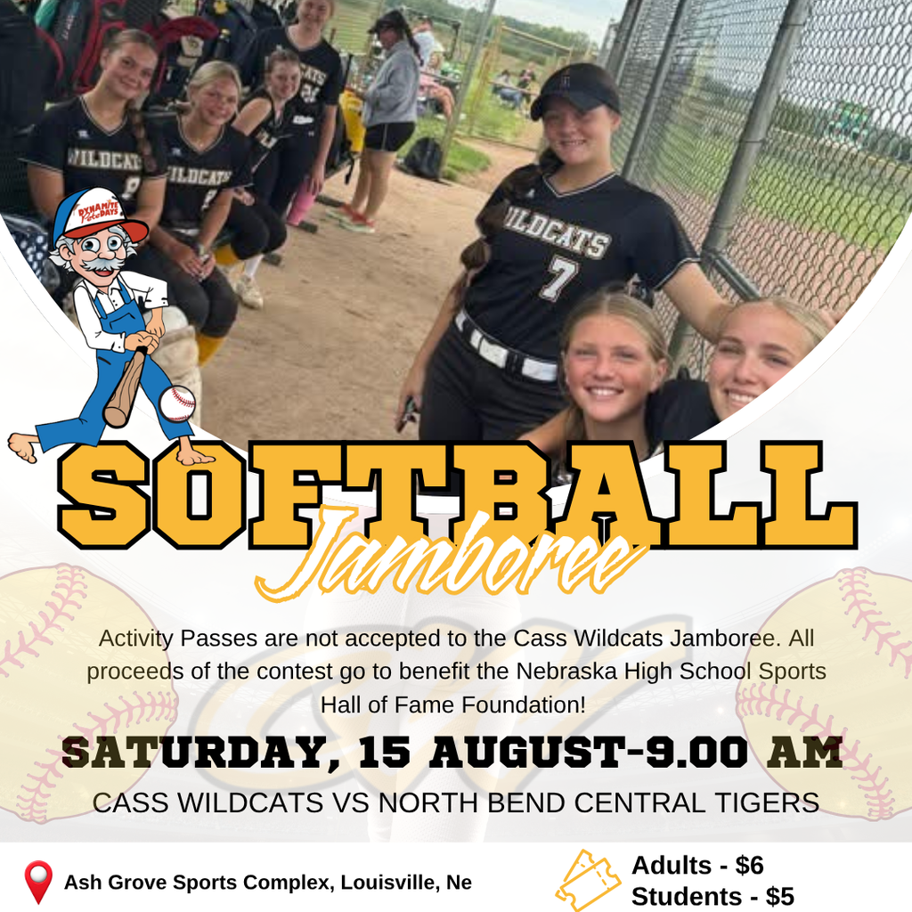 Cass Wildcats softball poster promoting the jamboree game