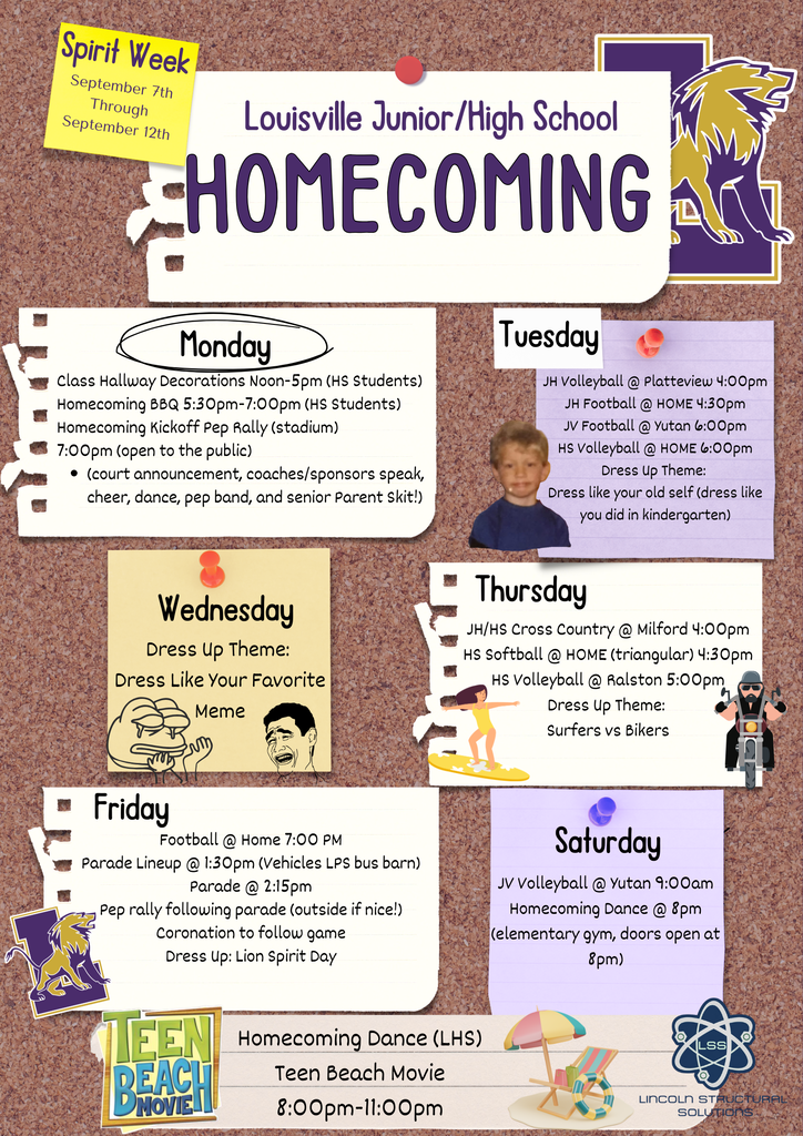 Homecoming week info graphic