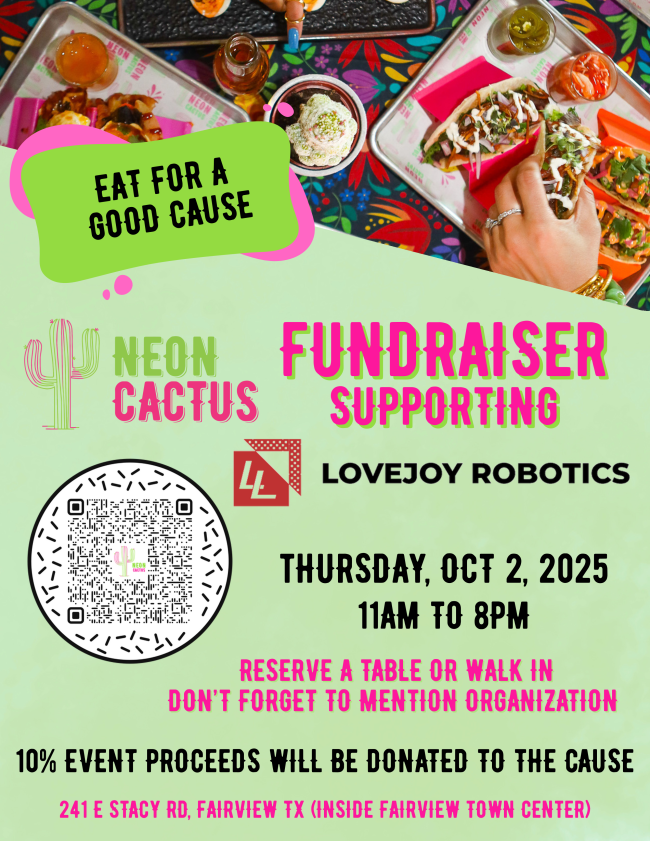 Robotics Spirit Night at Neon Cactus (Oct. 2)