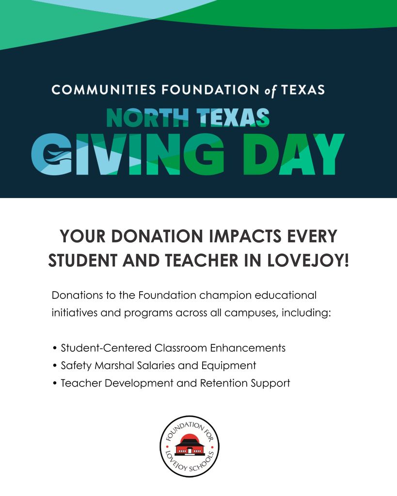 North Texas Giving Day: Your Donation Impacts Every Student and Teacher in Lovejoy