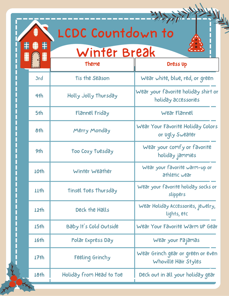 LCDC countdown to Winter Break