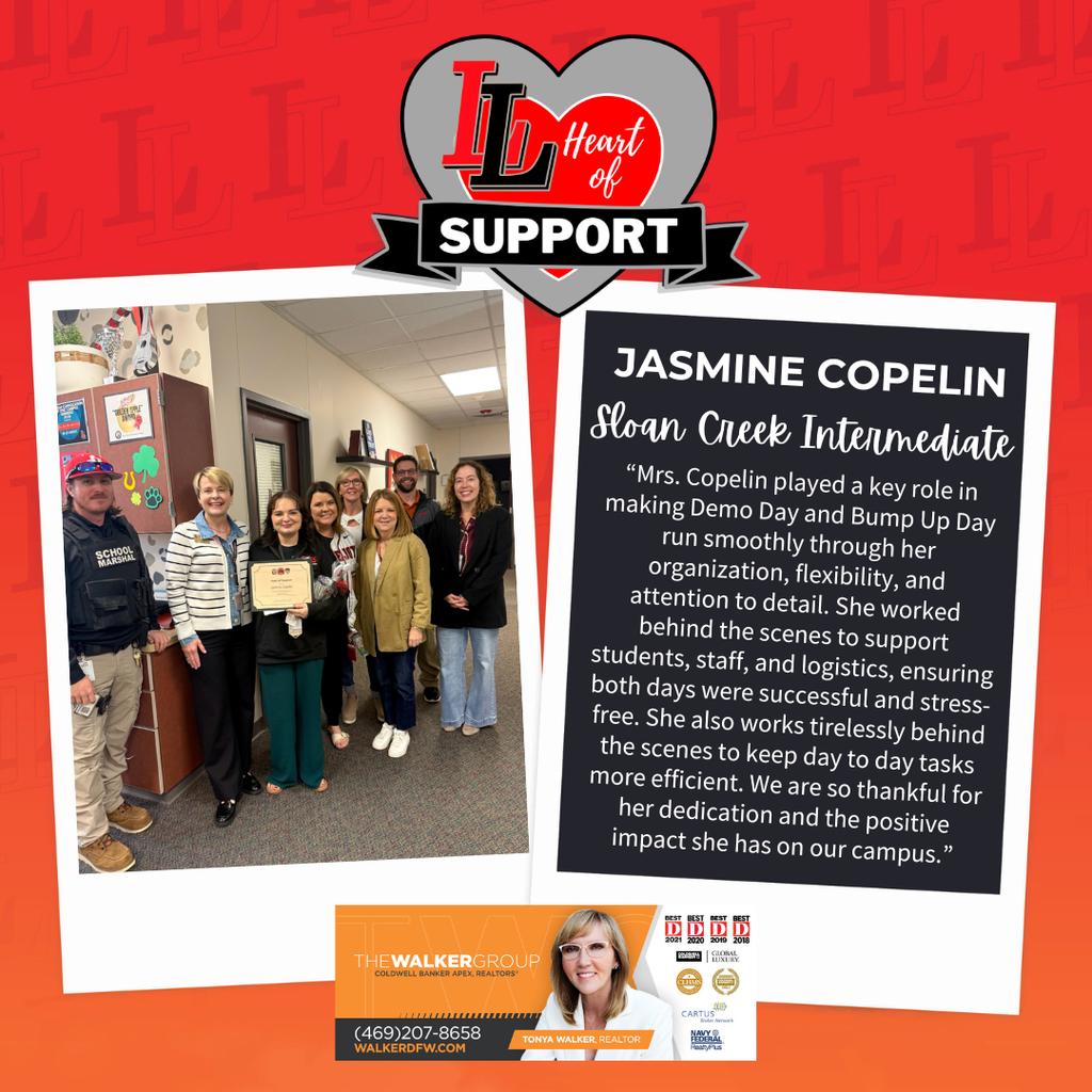 A promotional graphic shows a photo of a group of people and a testimonial for Jasmine Copelin, a staff member.