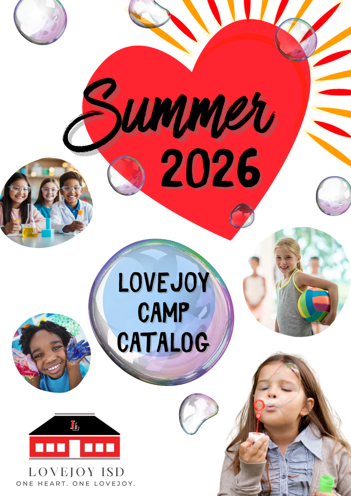 A promotional poster for Summer 2026. It features a red heart, bubbles, and a girl blowing bubbles. Photos of children in a camp setting are scattered around the poster.