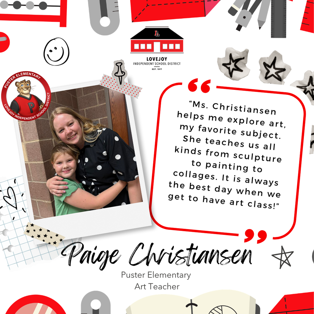 A collage features a teacher and student in a classroom. A testimonial is displayed in a red bubble.
