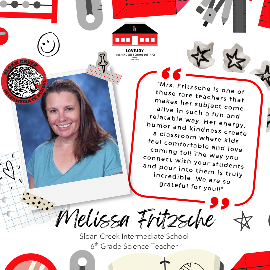 A collage features a woman smiling with a quote about her fun and energetic teaching style.