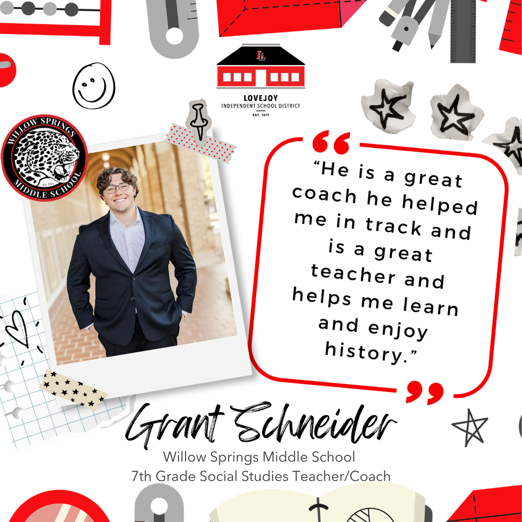A collage features a photo of a man in a black suit. Text reads, "He is a great coach."