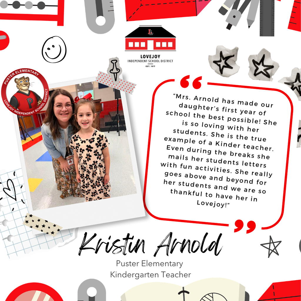 A collage features a woman and a girl with decorative elements. Text highlights the woman's dedication as a teacher.