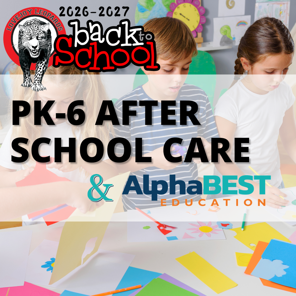 Children engaging in crafts at a table, with a text overlay promoting PK-6 after-school care and AlphaBEST Education.