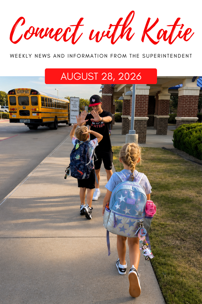 A schoolyard with a sidewalk, children walking, a school bus in the background, and a date of August 28, 2026.