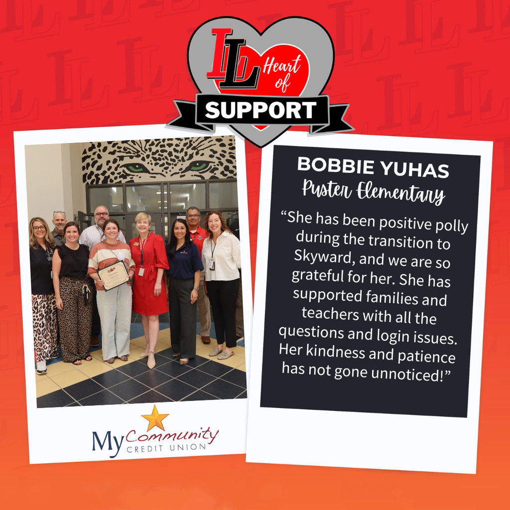 Two images on a red background. One shows a group in front of a leopard print wall. The other includes a testimonial about Bobbie Yuhas.