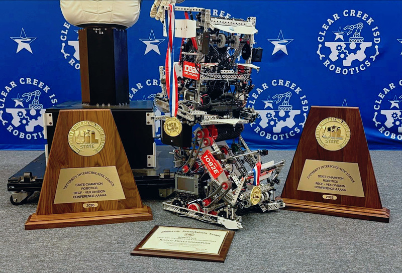 Lovejoy Robot and UIL State Champion Trophies