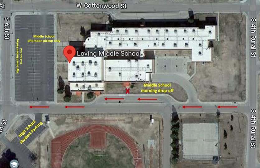 Loving Middle School - Pick up/Drop off Map