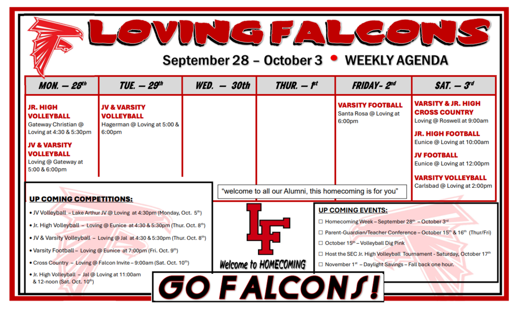 weekly agenda