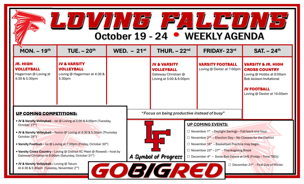 weekly agenda