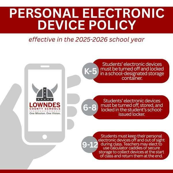 Personal Electronic Device Policy Grades 9-12: Students must keep their personal electronic devices off and out of sight during class.