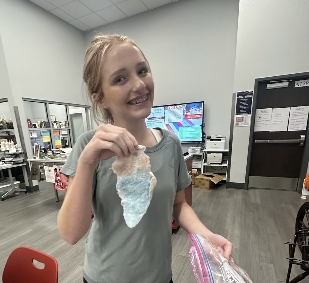 Student with piece of felt