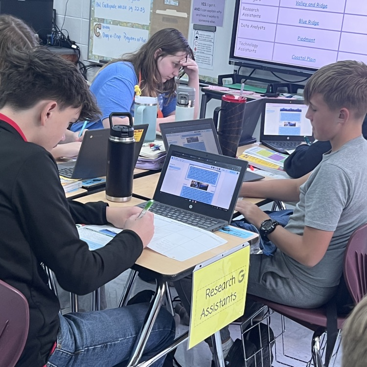 students working in groups 