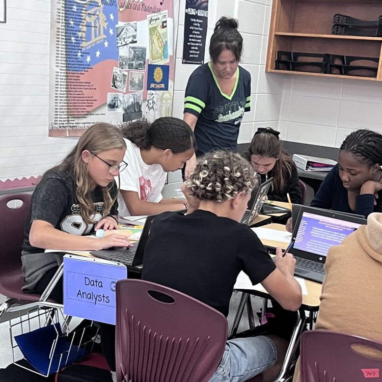 students working in groups 