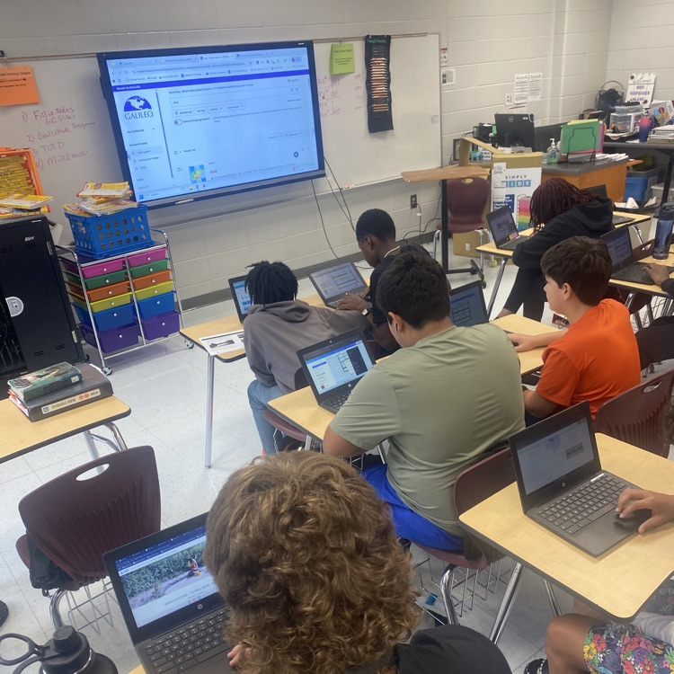 students researching