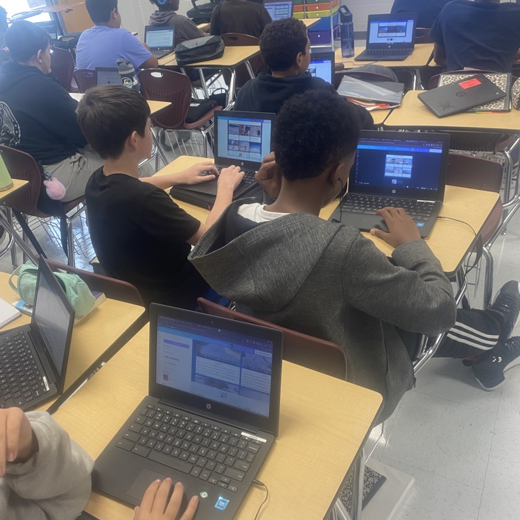 students researching