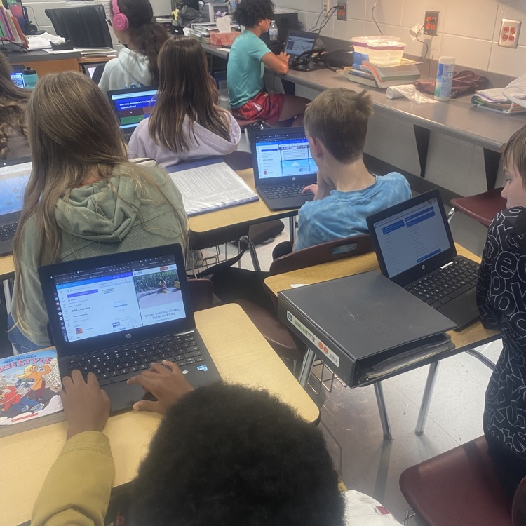 students researching