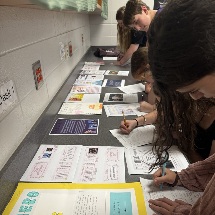 students on gallery walk