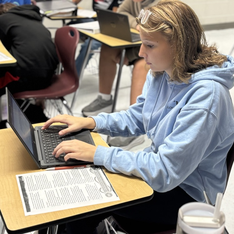student typing