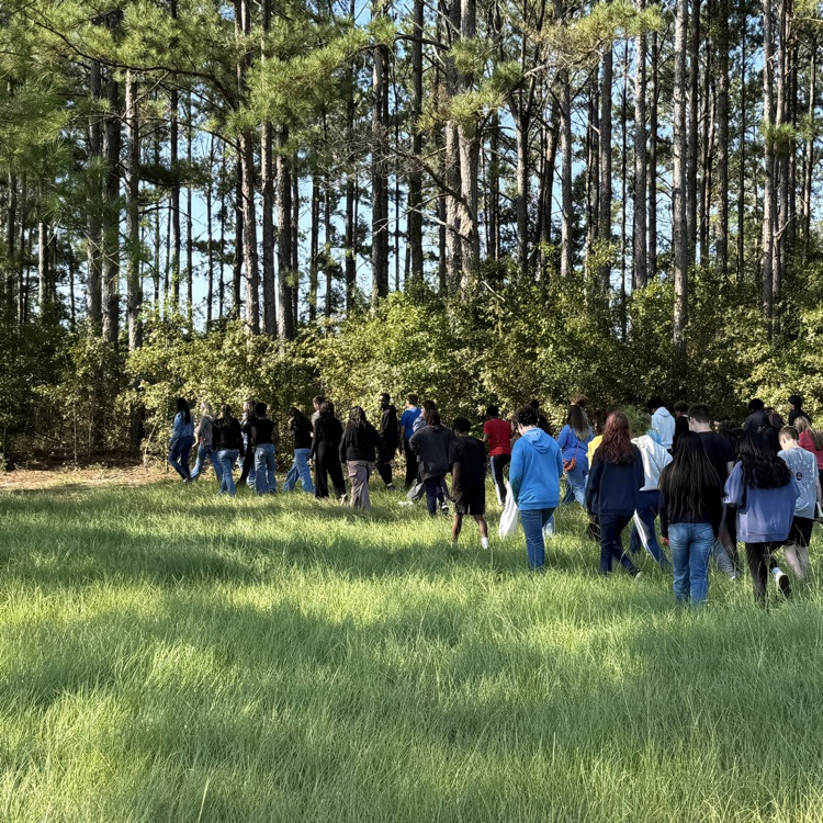 students exploring food forest