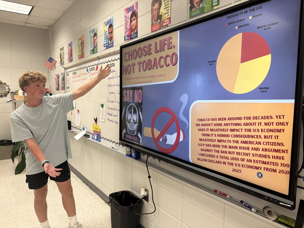 Student presenting his work