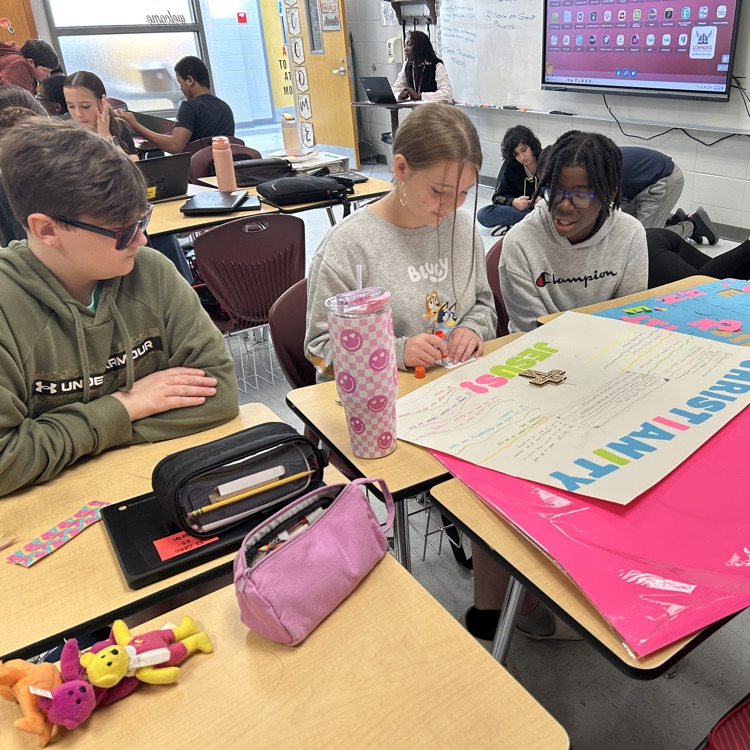 students working in groups