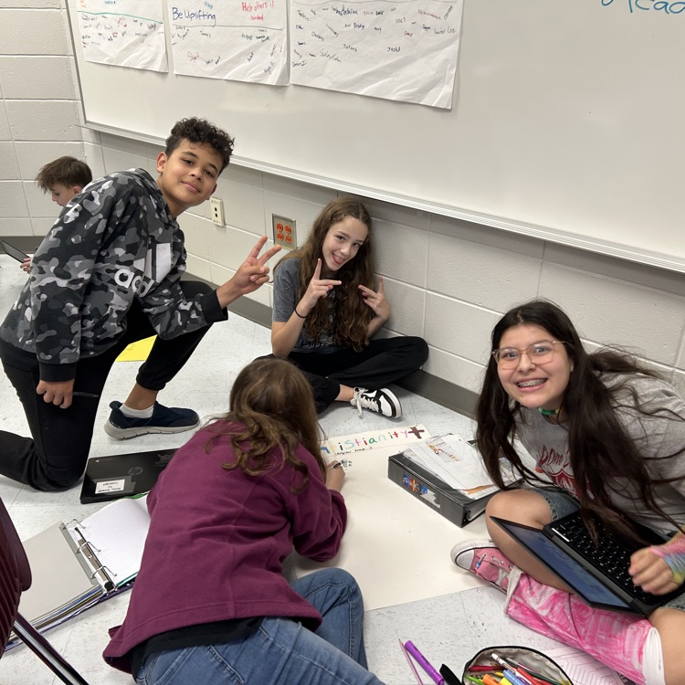 students working in groups