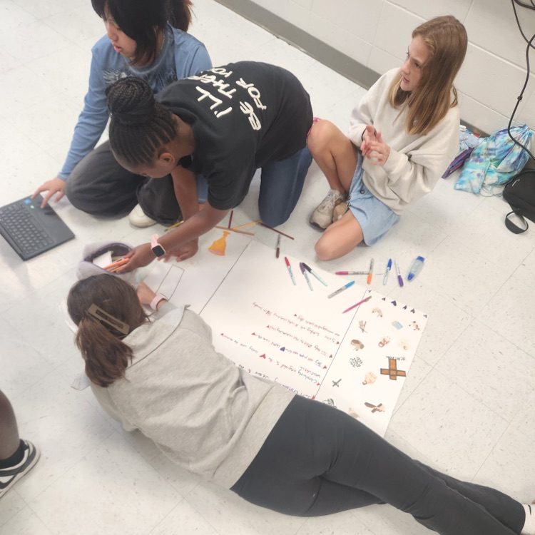 students working in groups