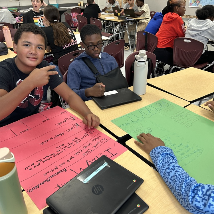 students working in groups