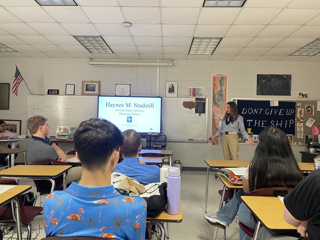 Mrs. Studstill speaking to class