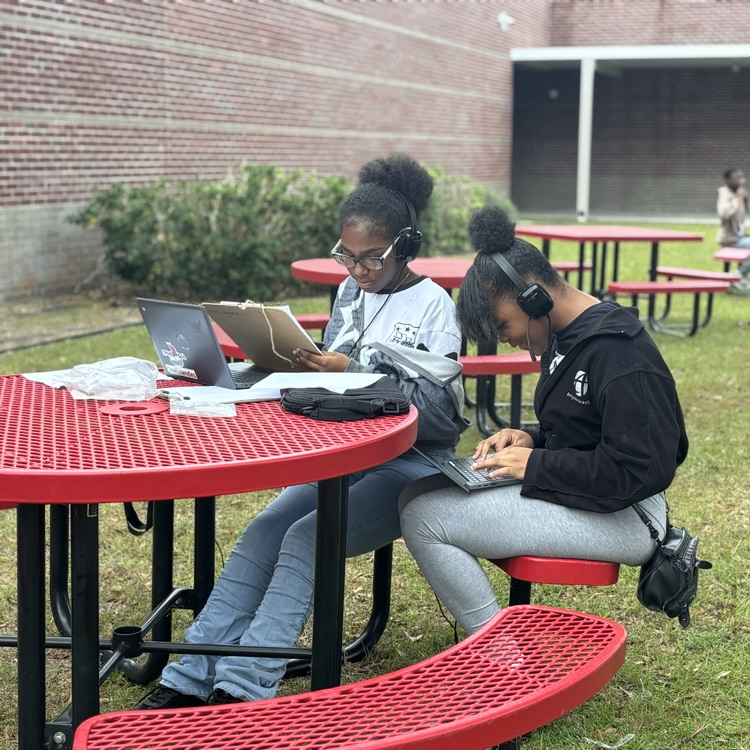 students working outside 