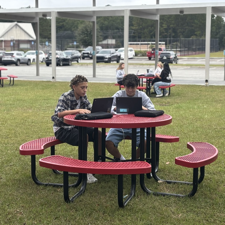 students working outside 