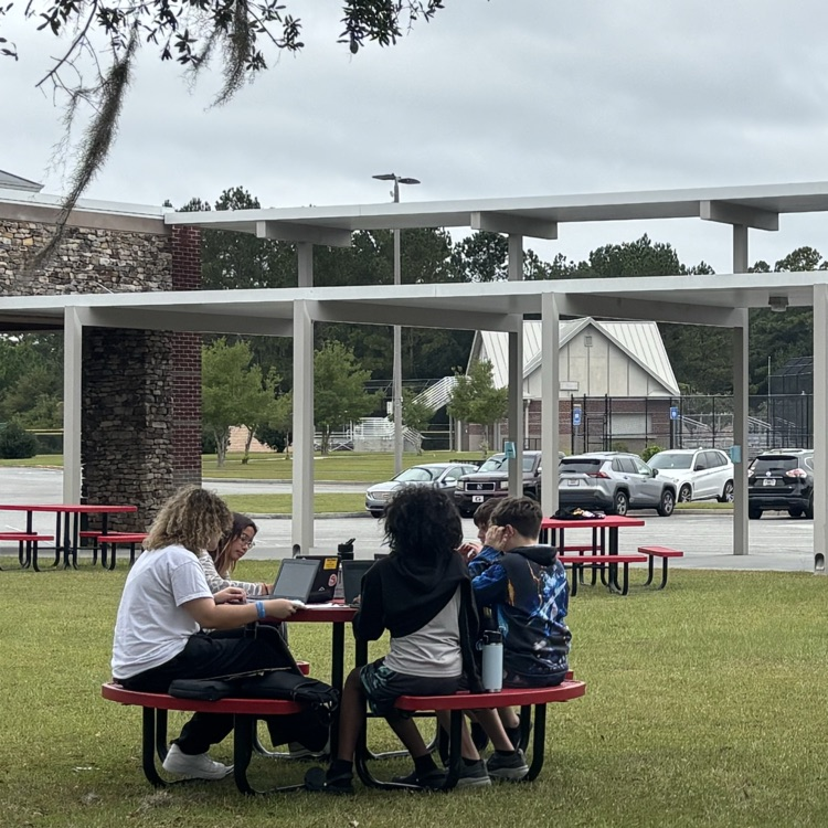 students working outside 
