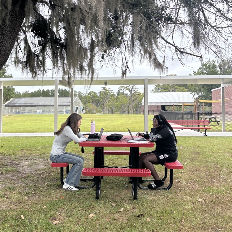 students working outside 