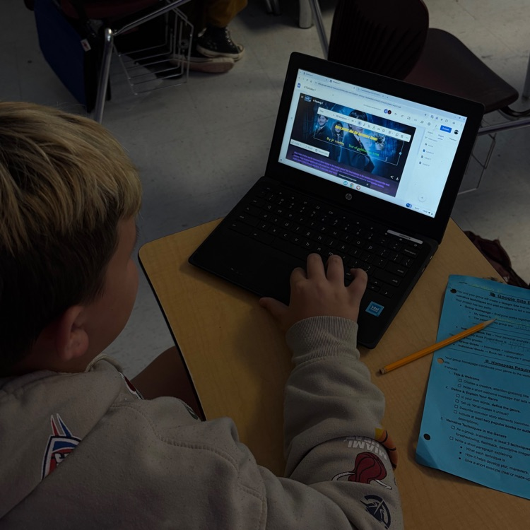 student creating website