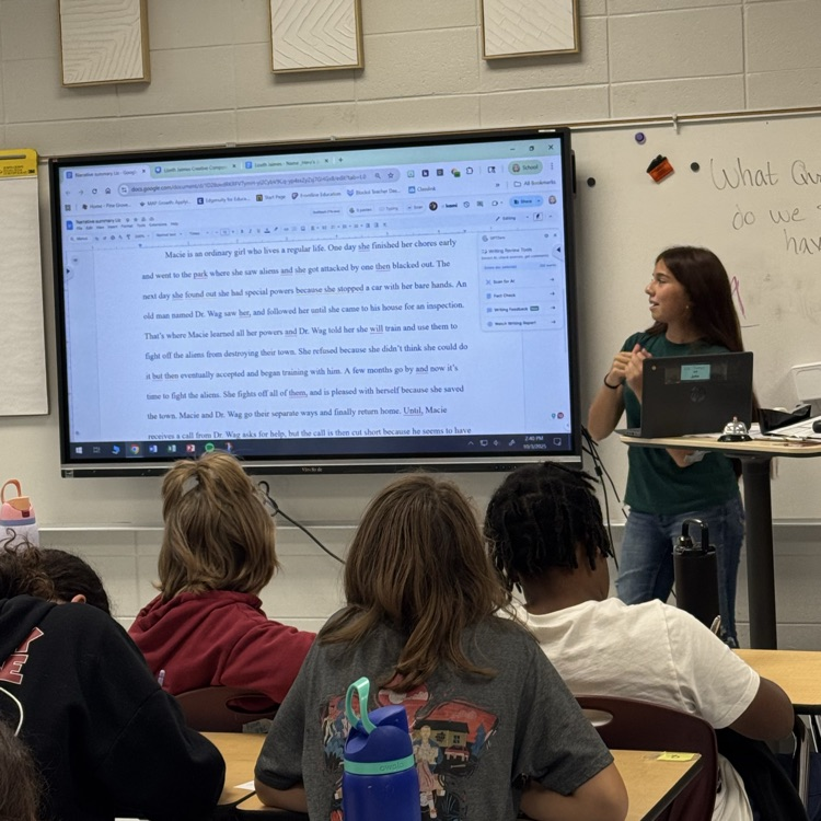 student presenting narrative