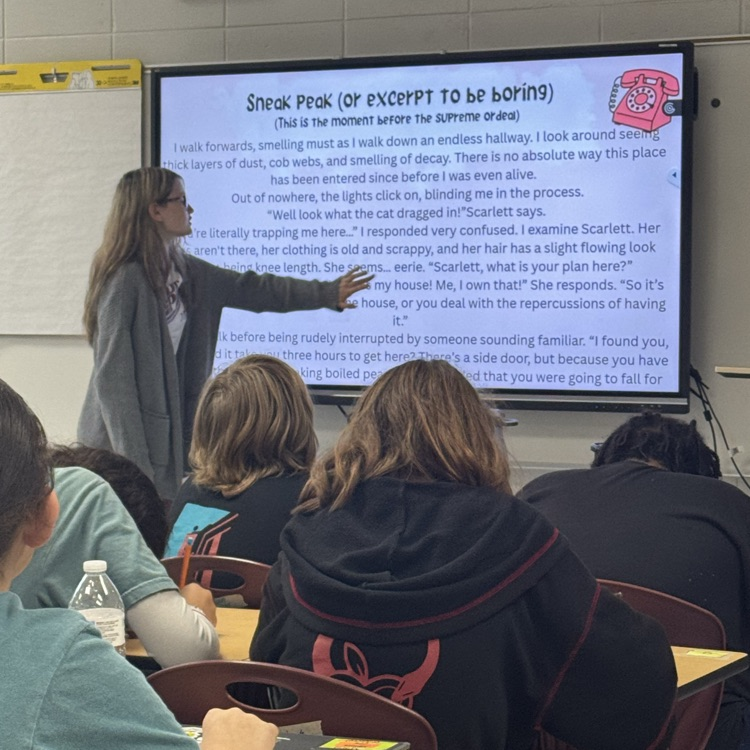 student presenting narrative