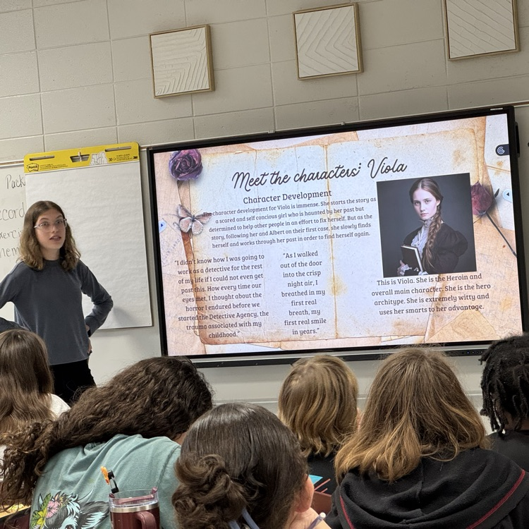 student presenting narrative