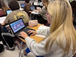 Student working on chromebook