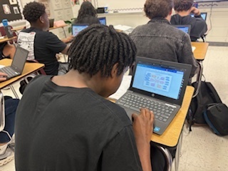 Student working on chromebook