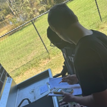 students working on math outside