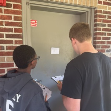 students working on math outside