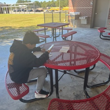 students working on math outside