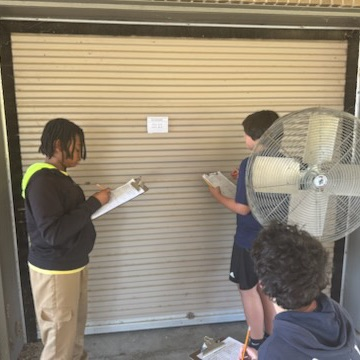 students working on math outside