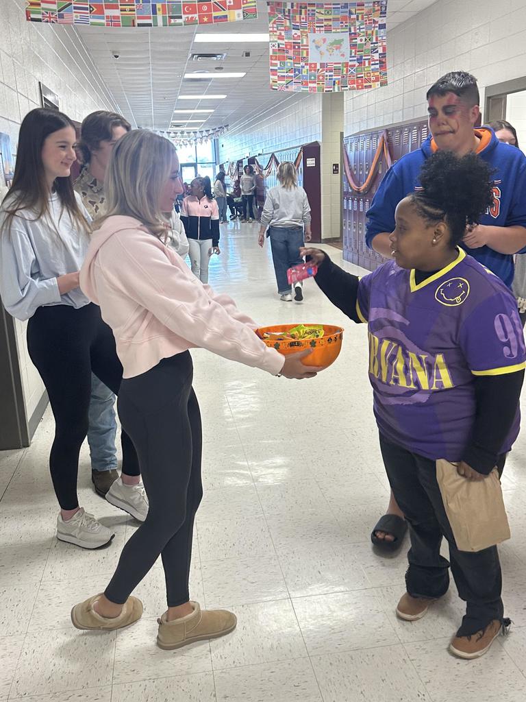 Students trick or treating